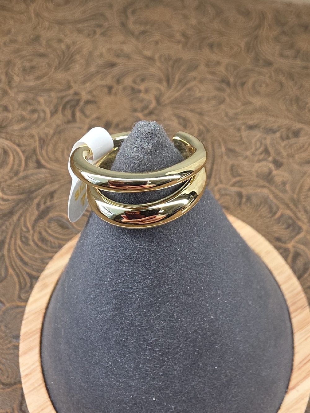 Loren Stewart X Curateur NEW 14K Gold Plated Duex Open Double Band Ring Size 7